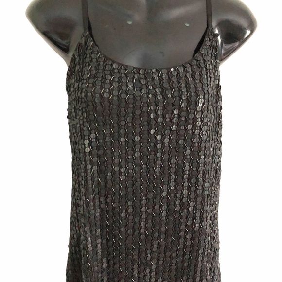 JAYE.E black matte sequin shift dress scoop neck - Picture 3 of 8